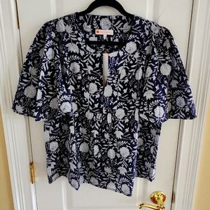 Jude Connally Top Floral Navy Cream L